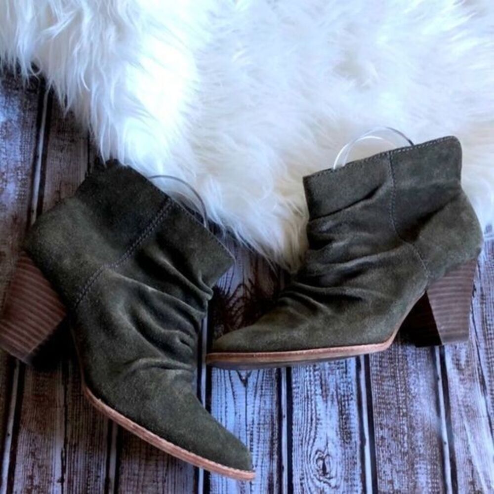 Splendid dark olive green suede booties 7